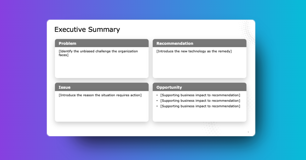 Executive summary slide